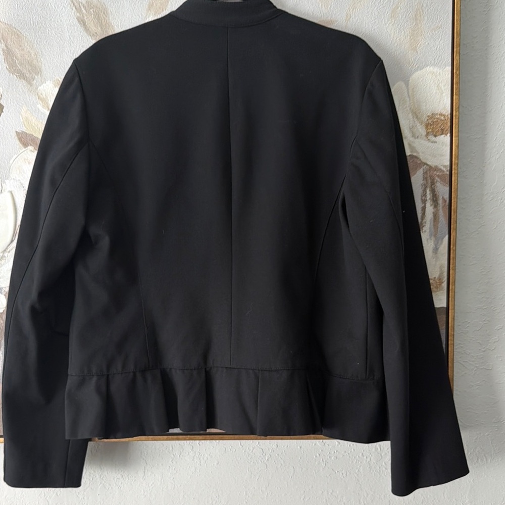 Black Women's Ruffle-Front Jacket - Picture 3 of 6